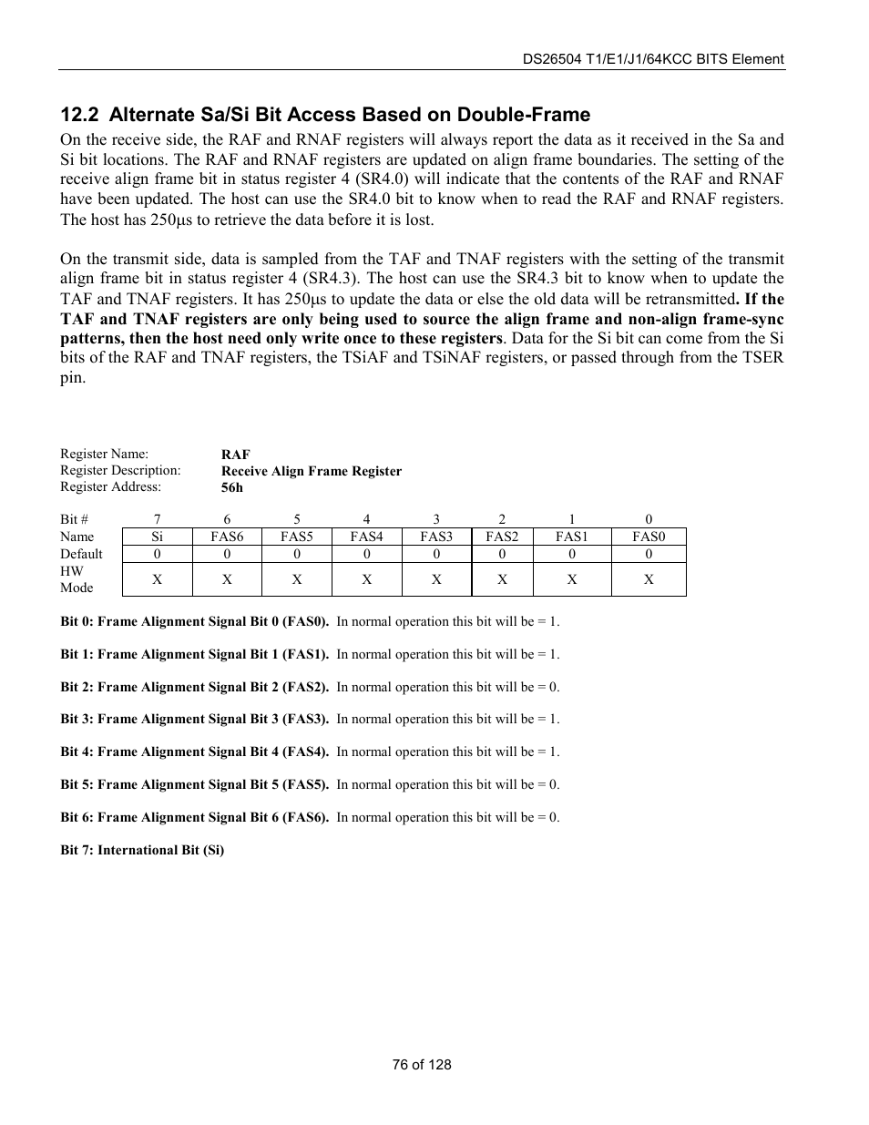 Alternate sa/si bit access based on double-frame, Lternate, Ccess | Ased on, Ouble, Rame, 2 alternate sa/si bit access based on double-frame | Rainbow Electronics DS26504 User Manual | Page 76 / 128