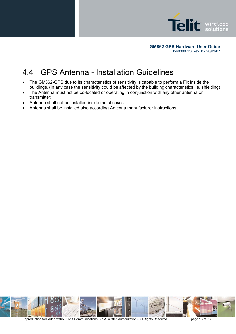 4 gps antenna - installation guidelines | Rainbow Electronics GM862-GPS User Manual | Page 16 / 73