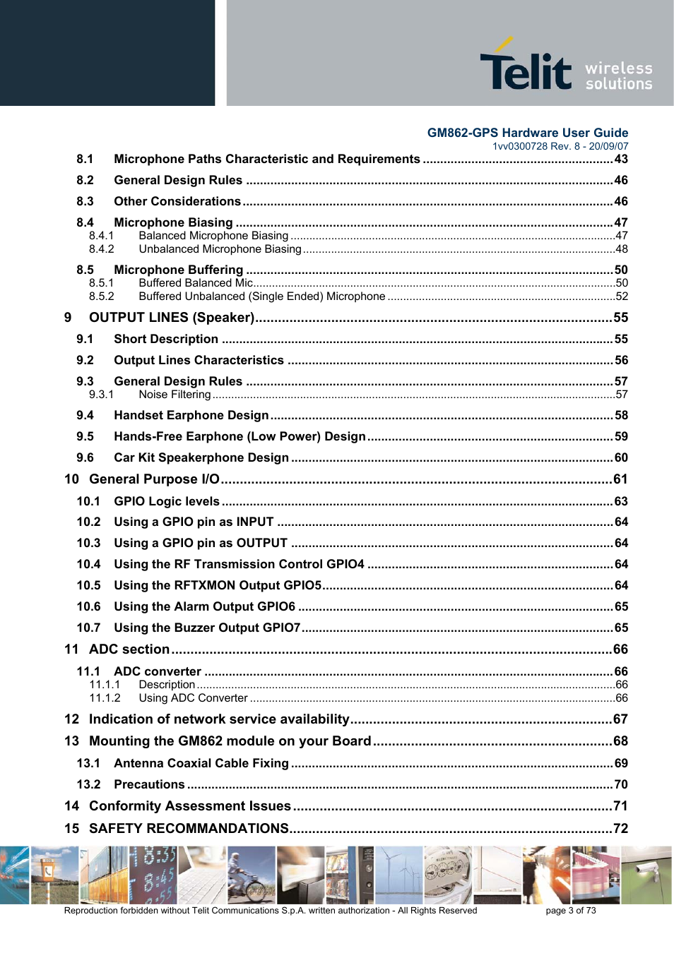 Rainbow Electronics GM862-GPS User Manual | Page 3 / 73
