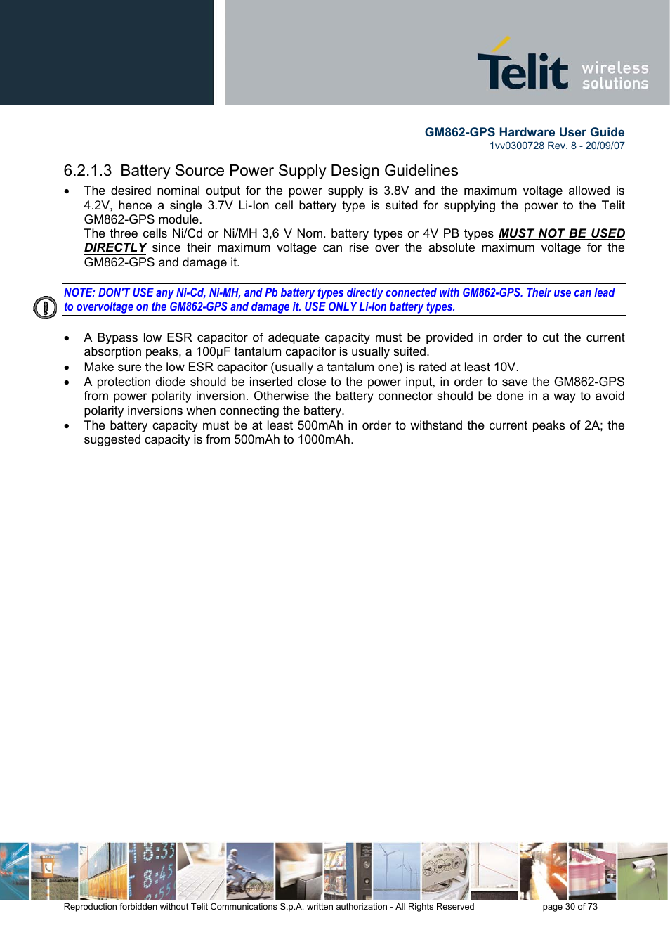 3 battery source power supply design guidelines | Rainbow Electronics GM862-GPS User Manual | Page 30 / 73