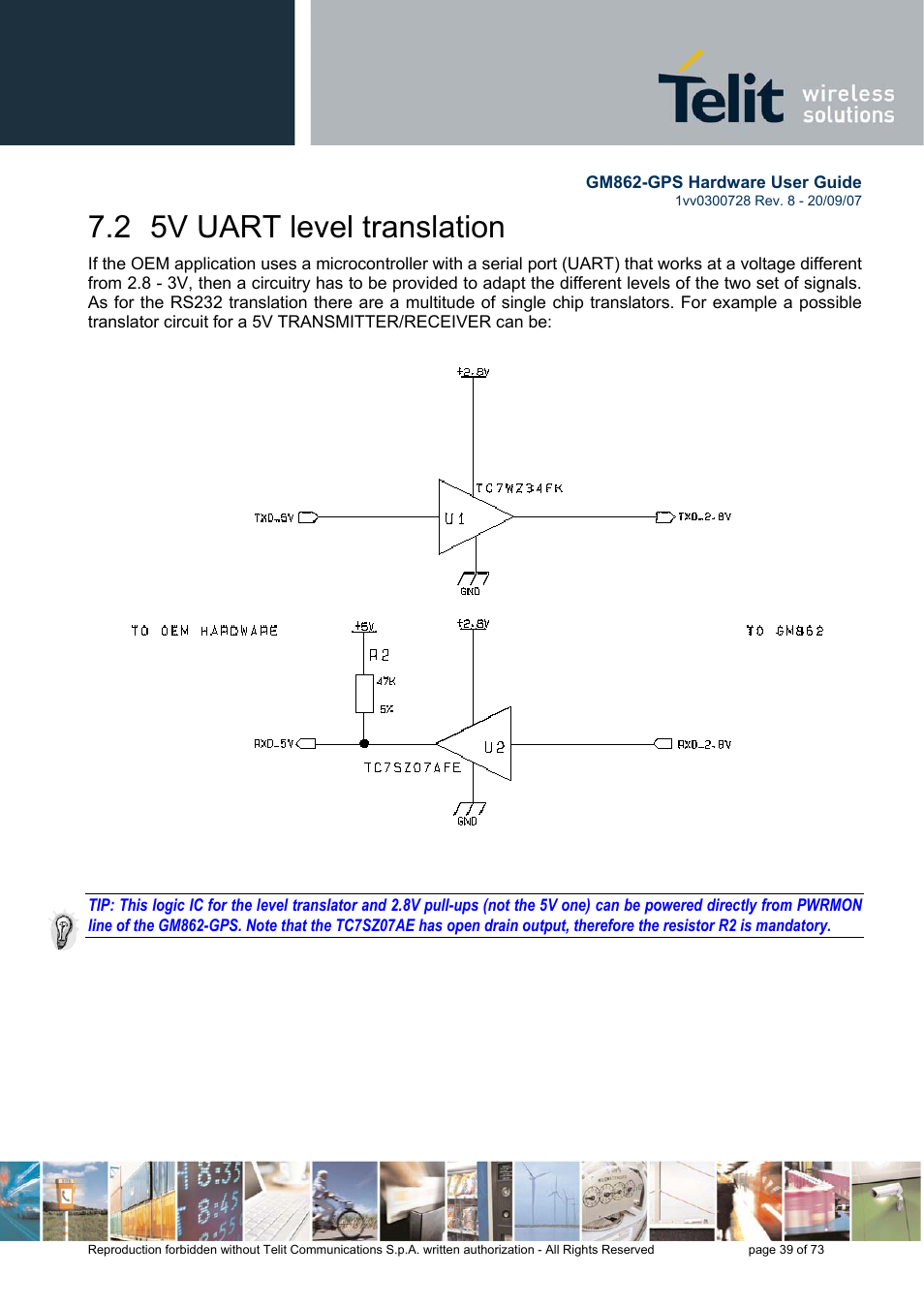 2 5v uart level translation | Rainbow Electronics GM862-GPS User Manual | Page 39 / 73