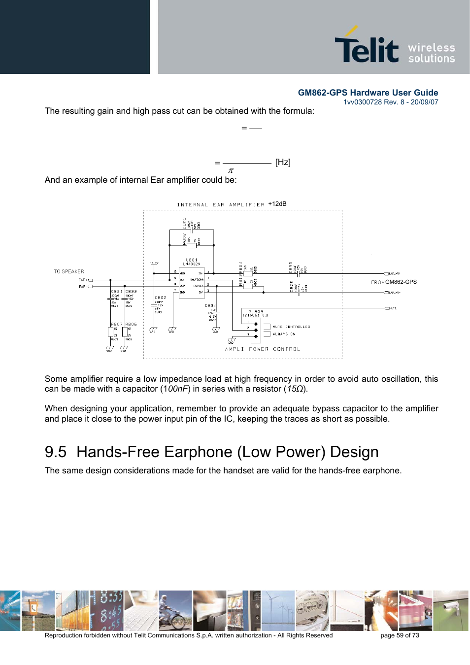 5 hands-free earphone (low power) design | Rainbow Electronics GM862-GPS User Manual | Page 59 / 73