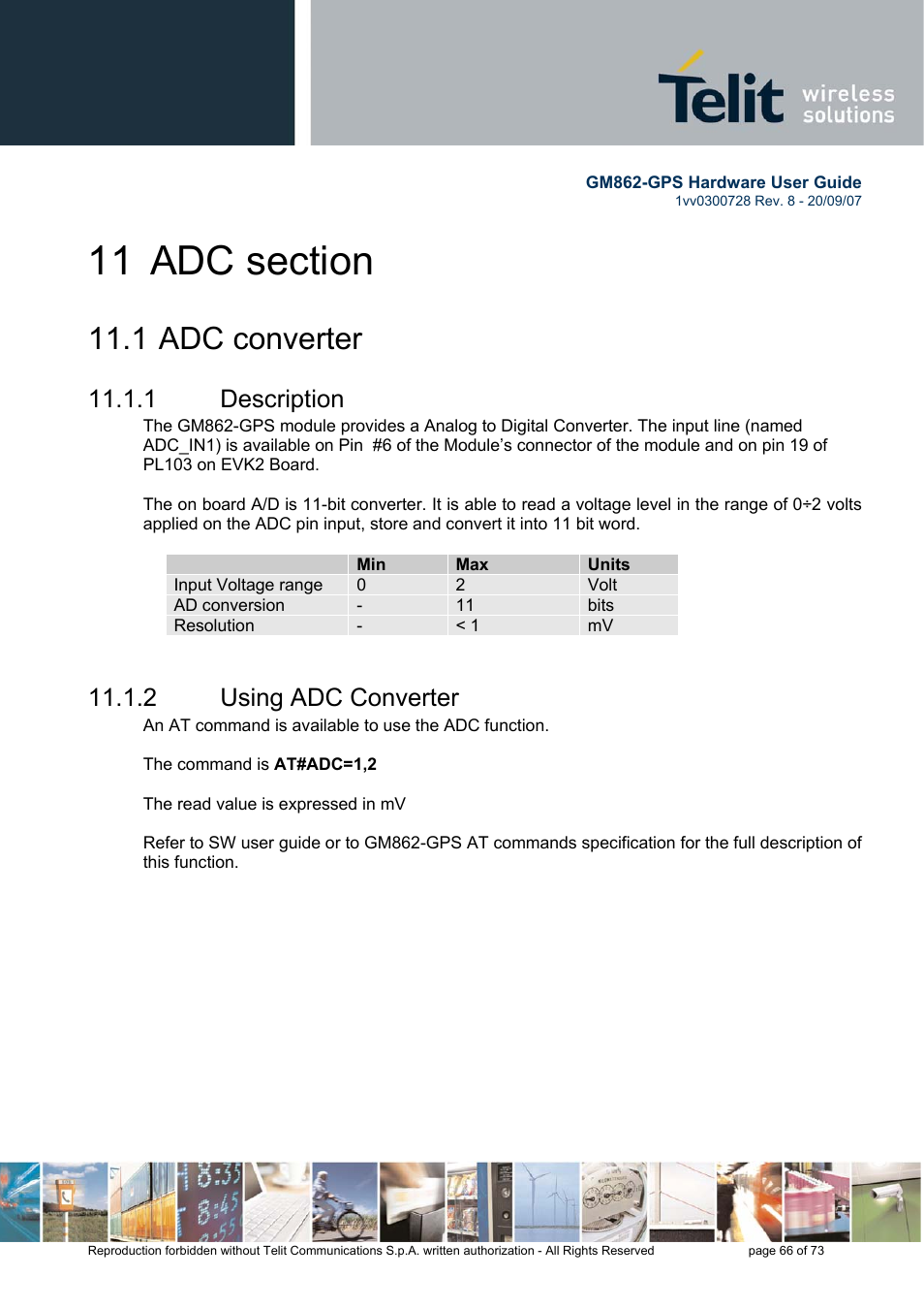 1 adc converter, 1 description, 2 using adc converter | Rainbow Electronics GM862-GPS User Manual | Page 66 / 73