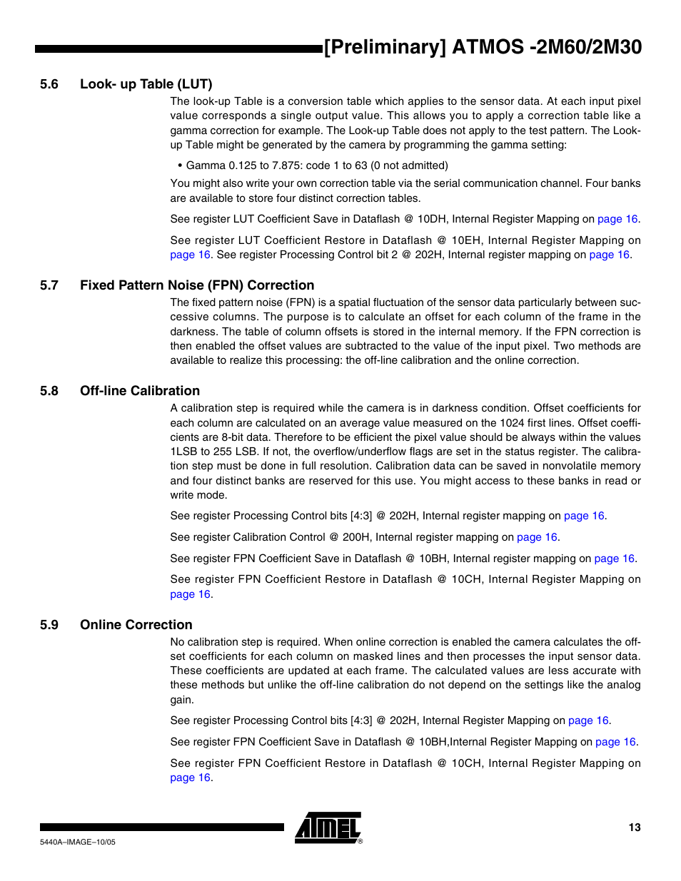 6 look- up table (lut), 7 fixed pattern noise (fpn) correction, 8 off-line calibration | 9 online correction | Rainbow Electronics ATMOS™ 2M60 User Manual | Page 13 / 24