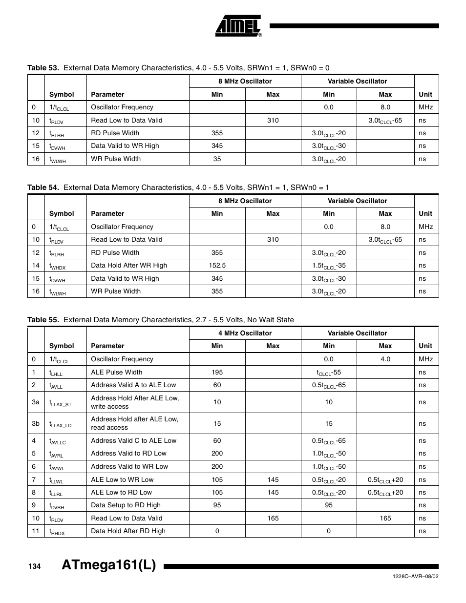 Atmega161(l) | Rainbow Electronics ATmega161L User Manual | Page 134 / 159