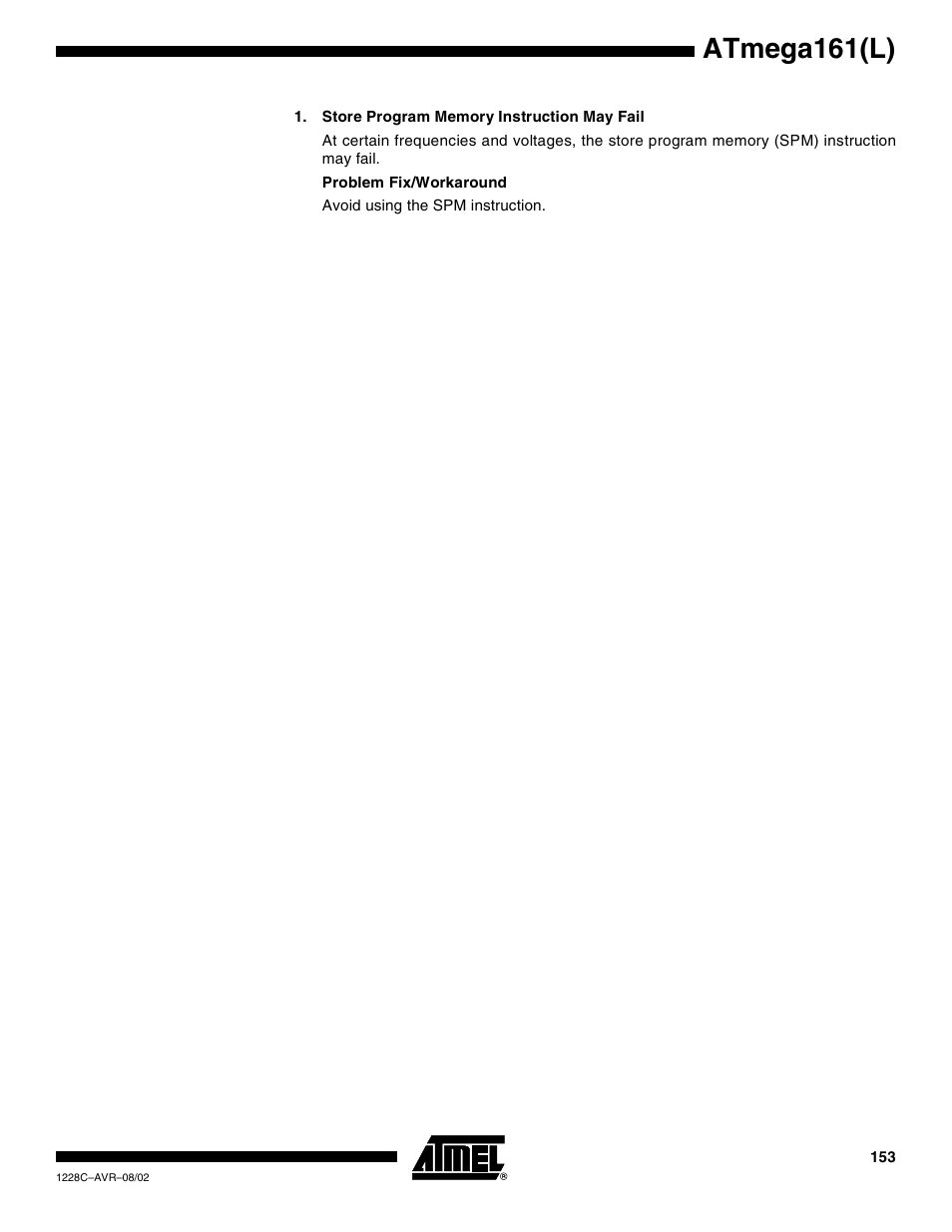 Atmega161(l) | Rainbow Electronics ATmega161L User Manual | Page 153 / 159