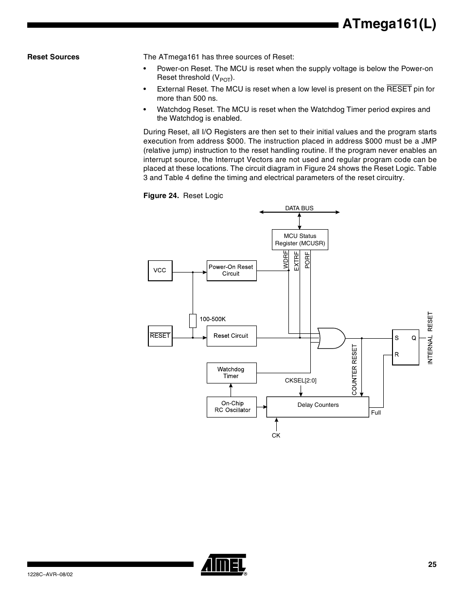 Reset sources, Atmega161(l) | Rainbow Electronics ATmega161L User Manual | Page 25 / 159