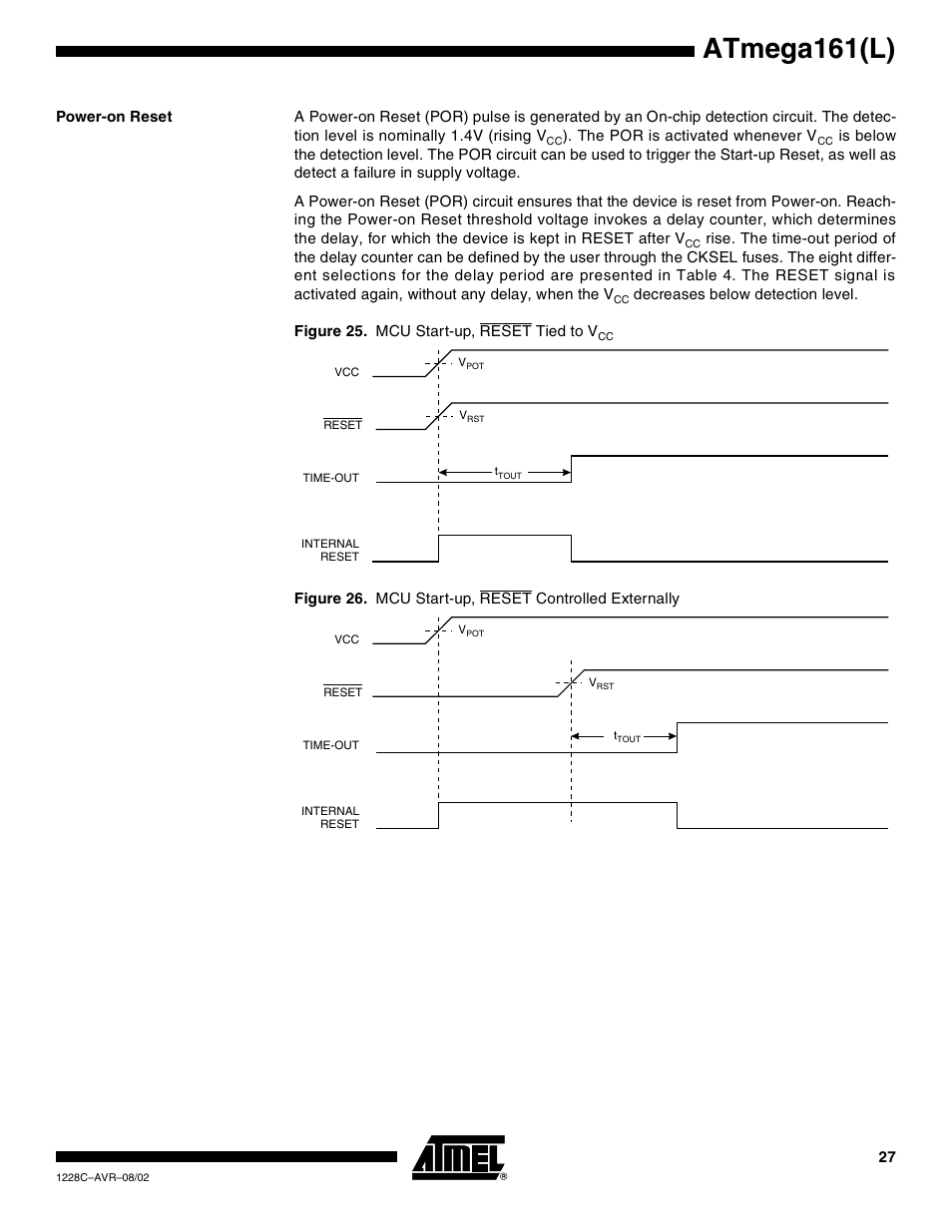 Power-on reset, Atmega161(l) | Rainbow Electronics ATmega161L User Manual | Page 27 / 159