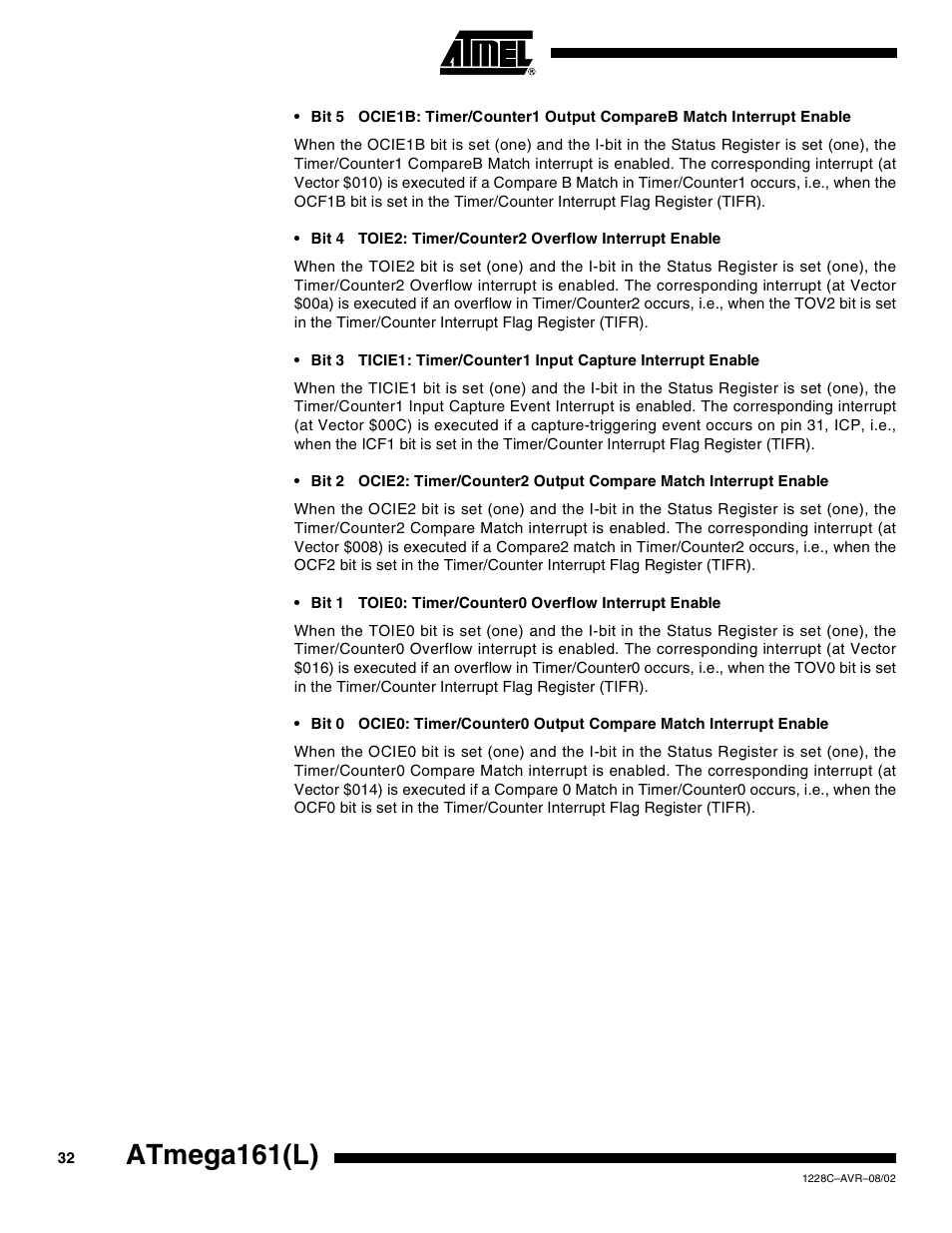Atmega161(l) | Rainbow Electronics ATmega161L User Manual | Page 32 / 159