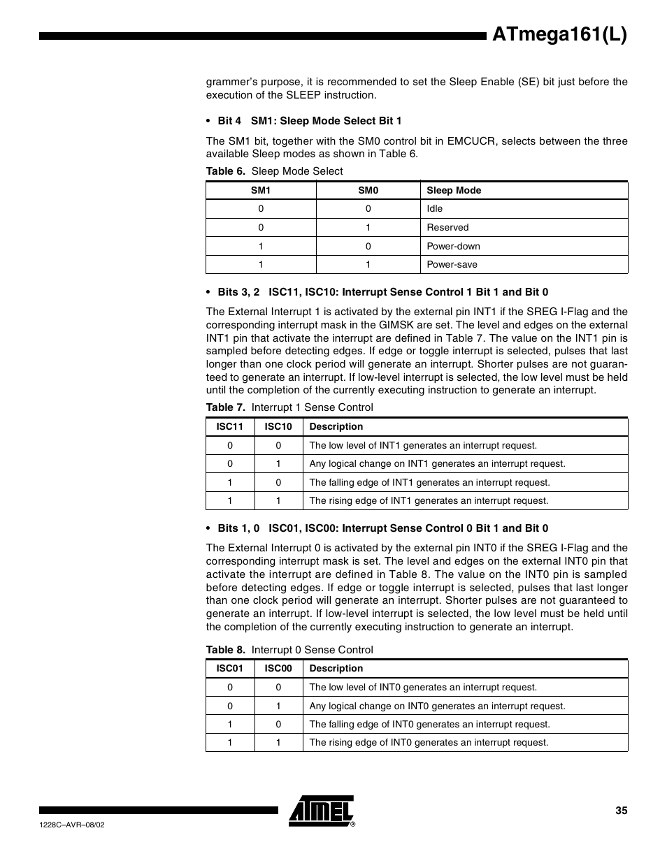 Atmega161(l) | Rainbow Electronics ATmega161L User Manual | Page 35 / 159
