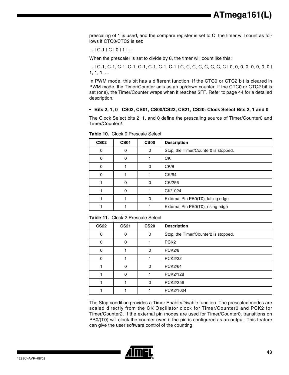 Atmega161(l) | Rainbow Electronics ATmega161L User Manual | Page 43 / 159