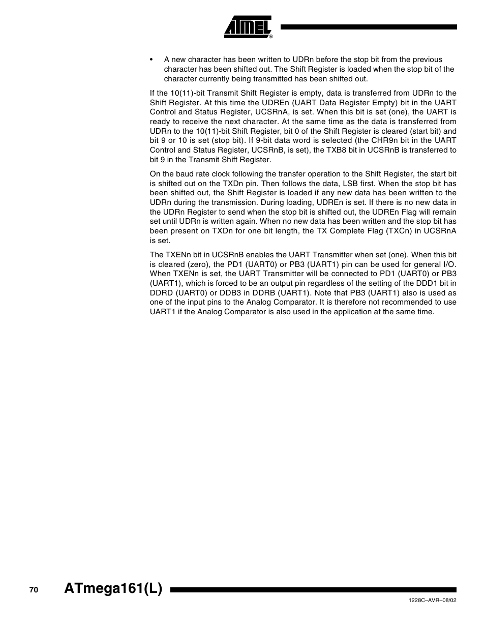 Atmega161(l) | Rainbow Electronics ATmega161L User Manual | Page 70 / 159