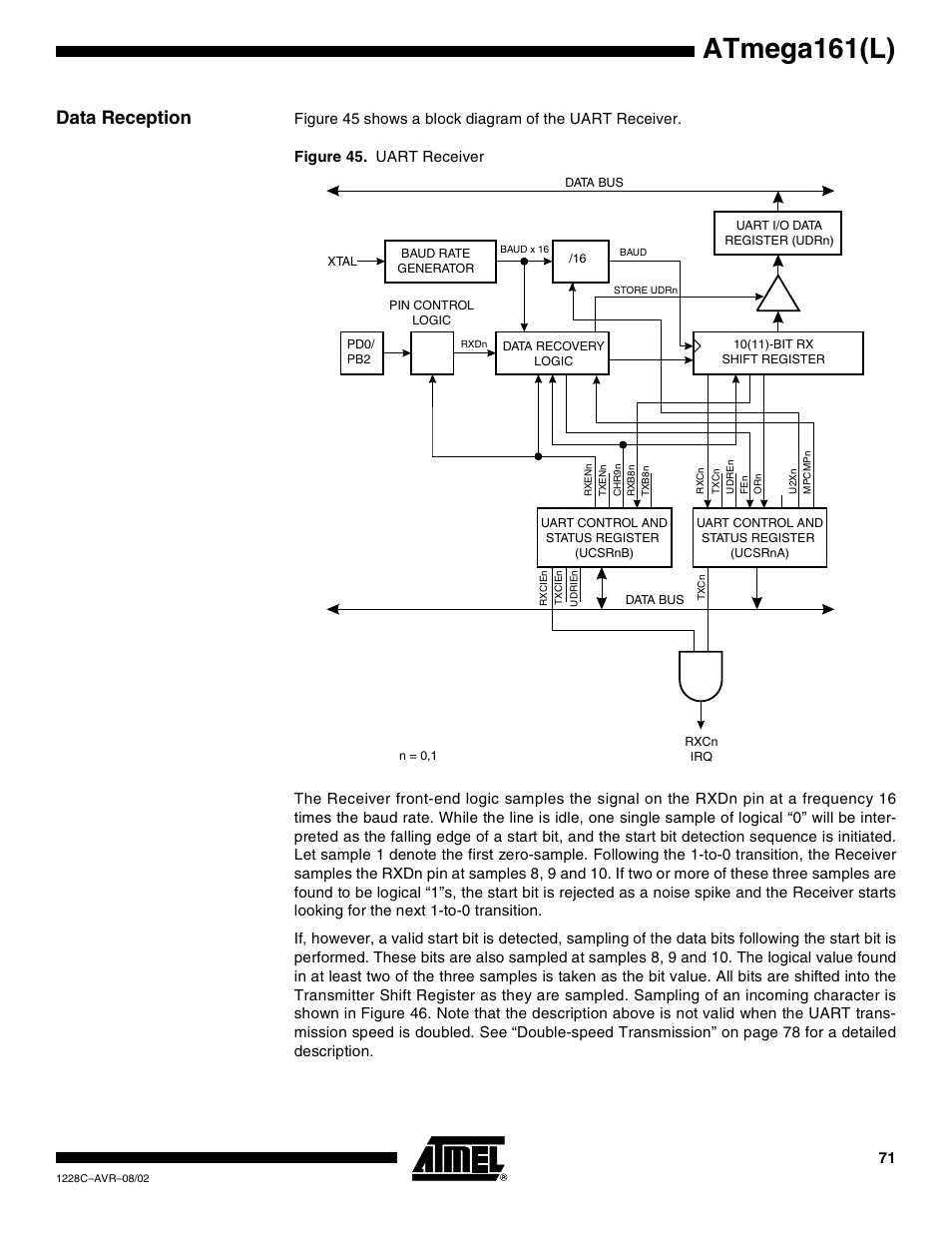Data reception, Atmega161(l) | Rainbow Electronics ATmega161L User Manual | Page 71 / 159