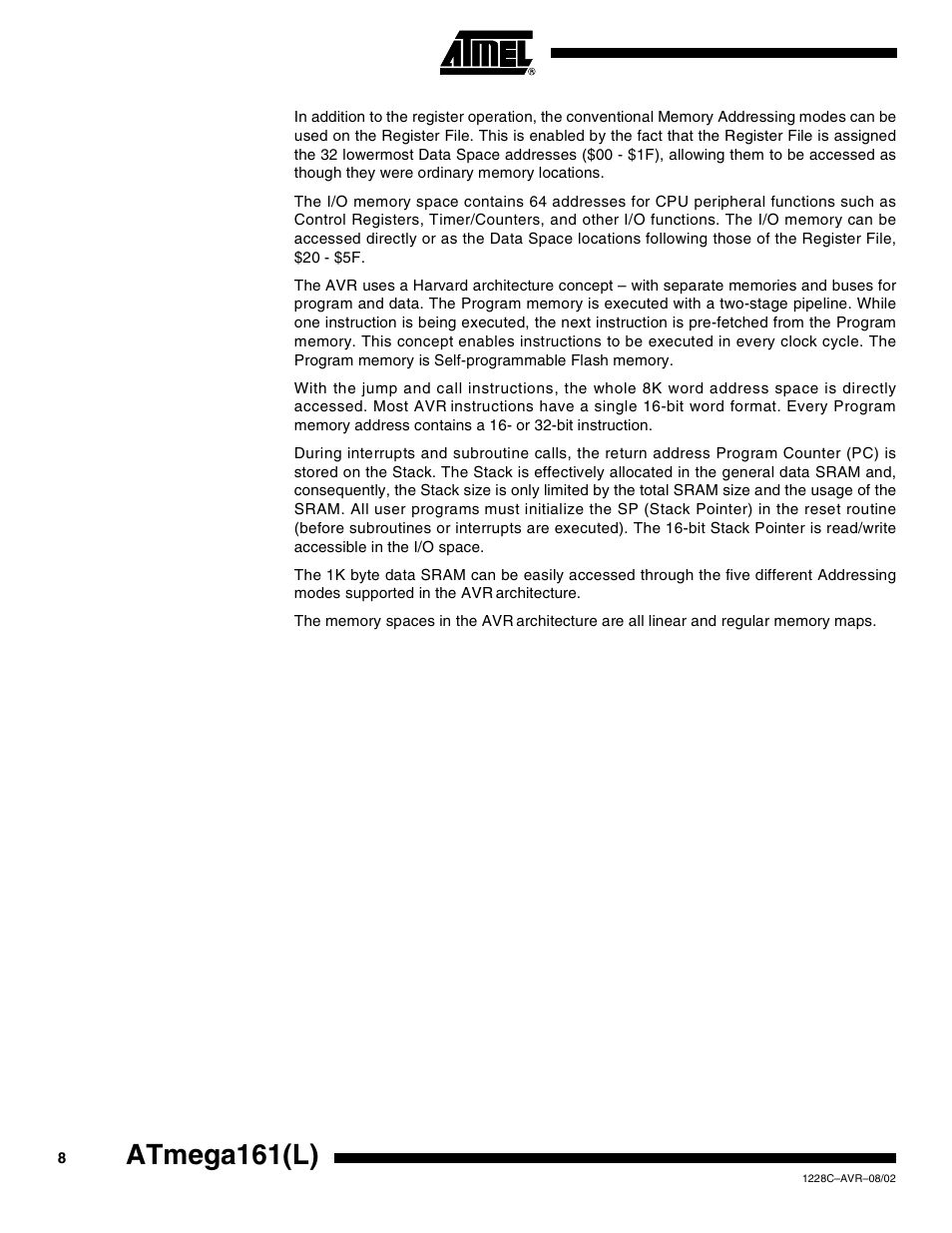 Atmega161(l) | Rainbow Electronics ATmega161L User Manual | Page 8 / 159
