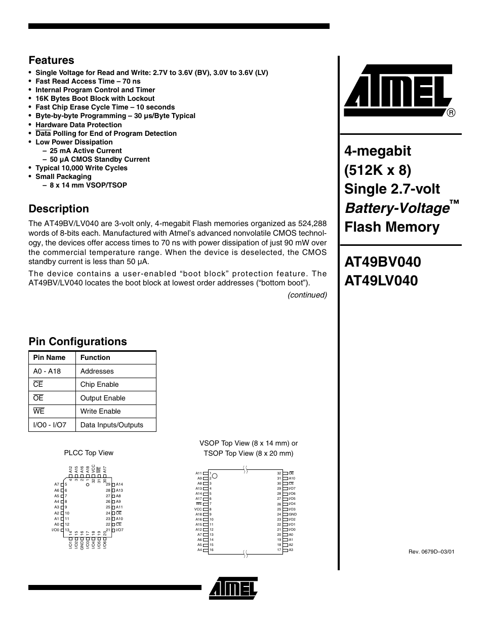 Rainbow Electronics AT49LV040 User Manual | 13 pages