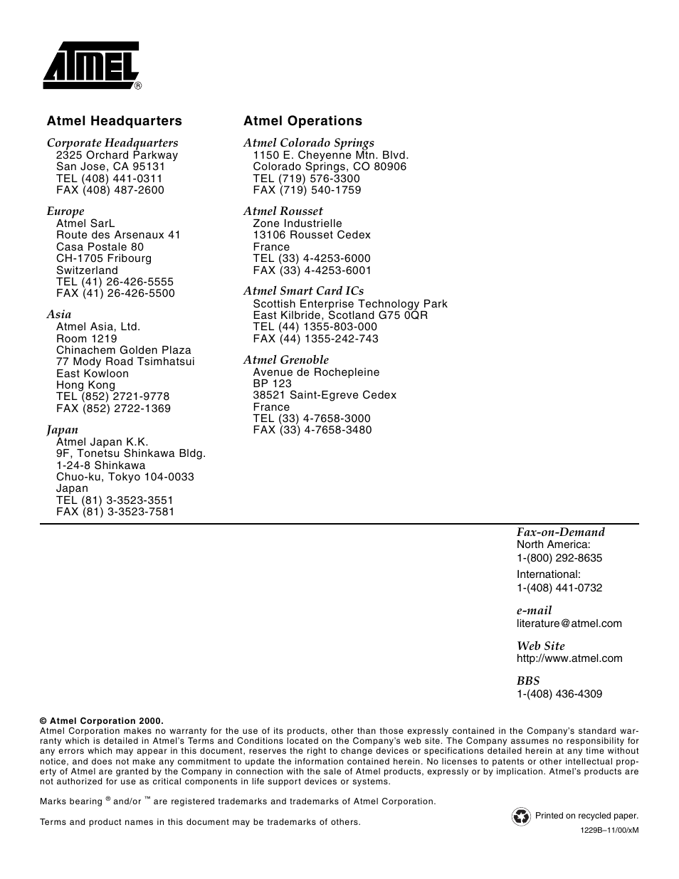 Rainbow Electronics AT90C8534 User Manual | Page 54 / 54