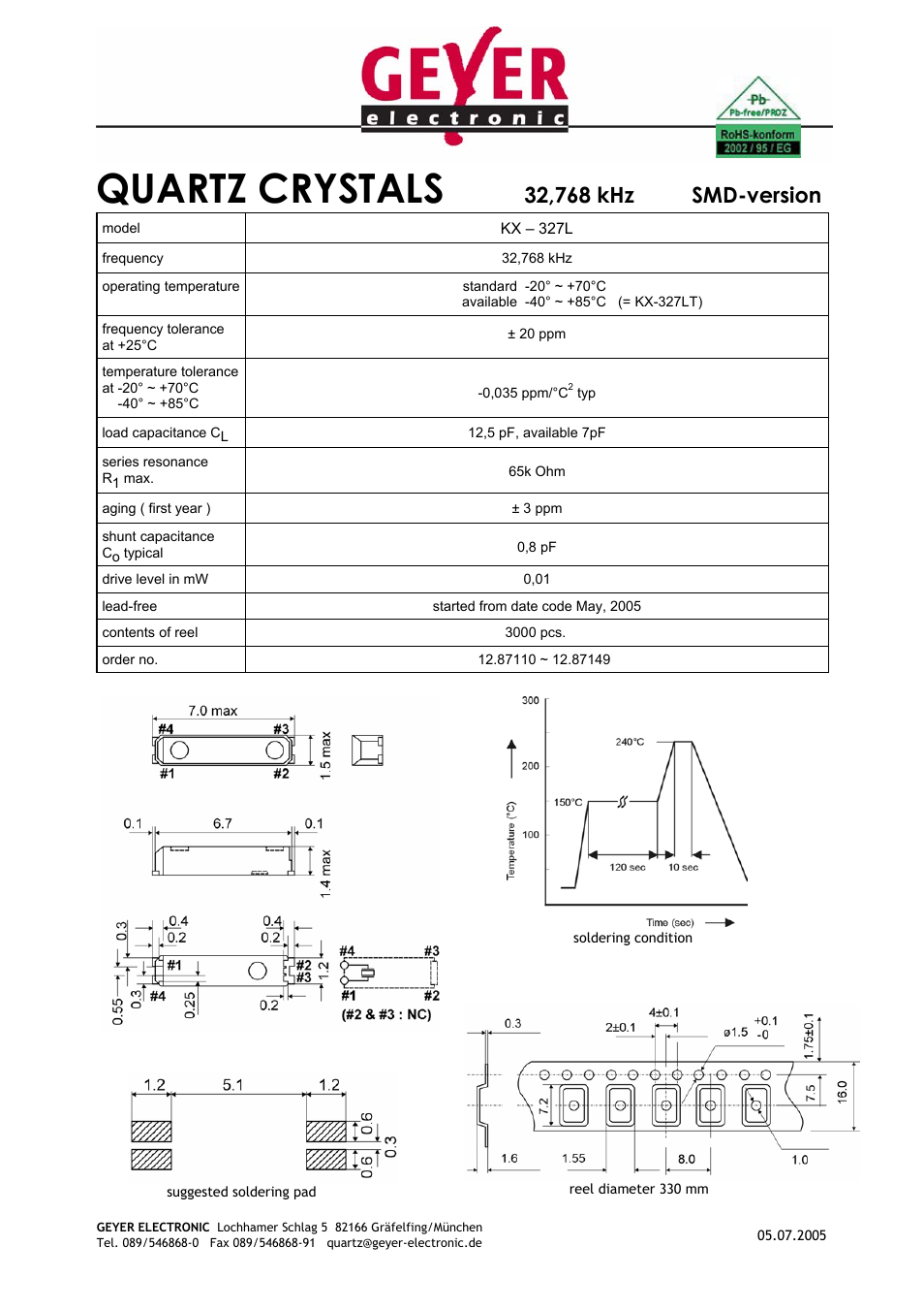 Rainbow Electronics KX-327 L User Manual | 1 page