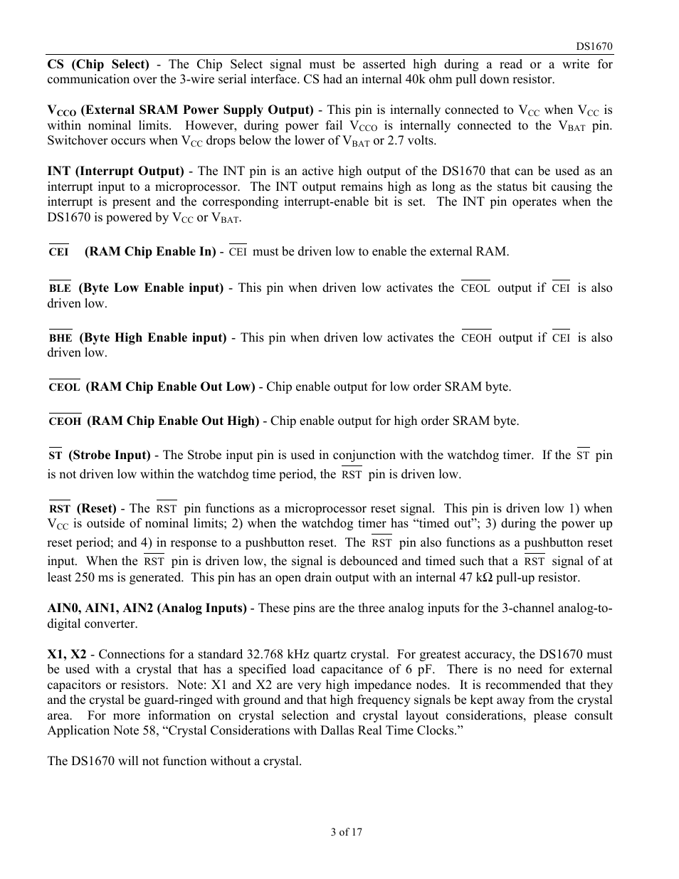 Rainbow Electronics DS1670 User Manual | Page 3 / 17