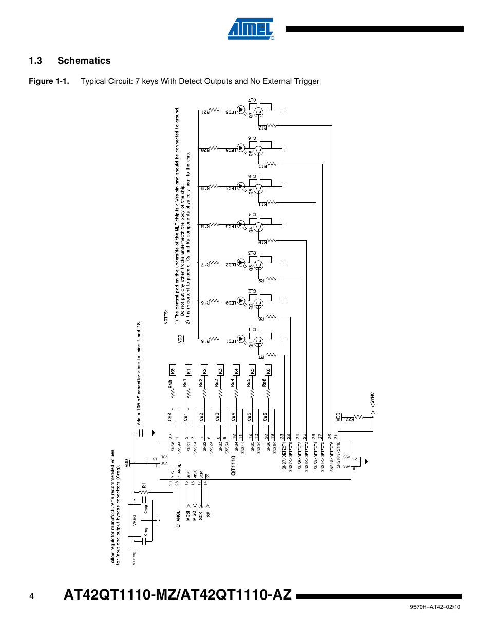3 schematics | Rainbow Electronics AT42QT1110-AZ User Manual | Page 4 / 48