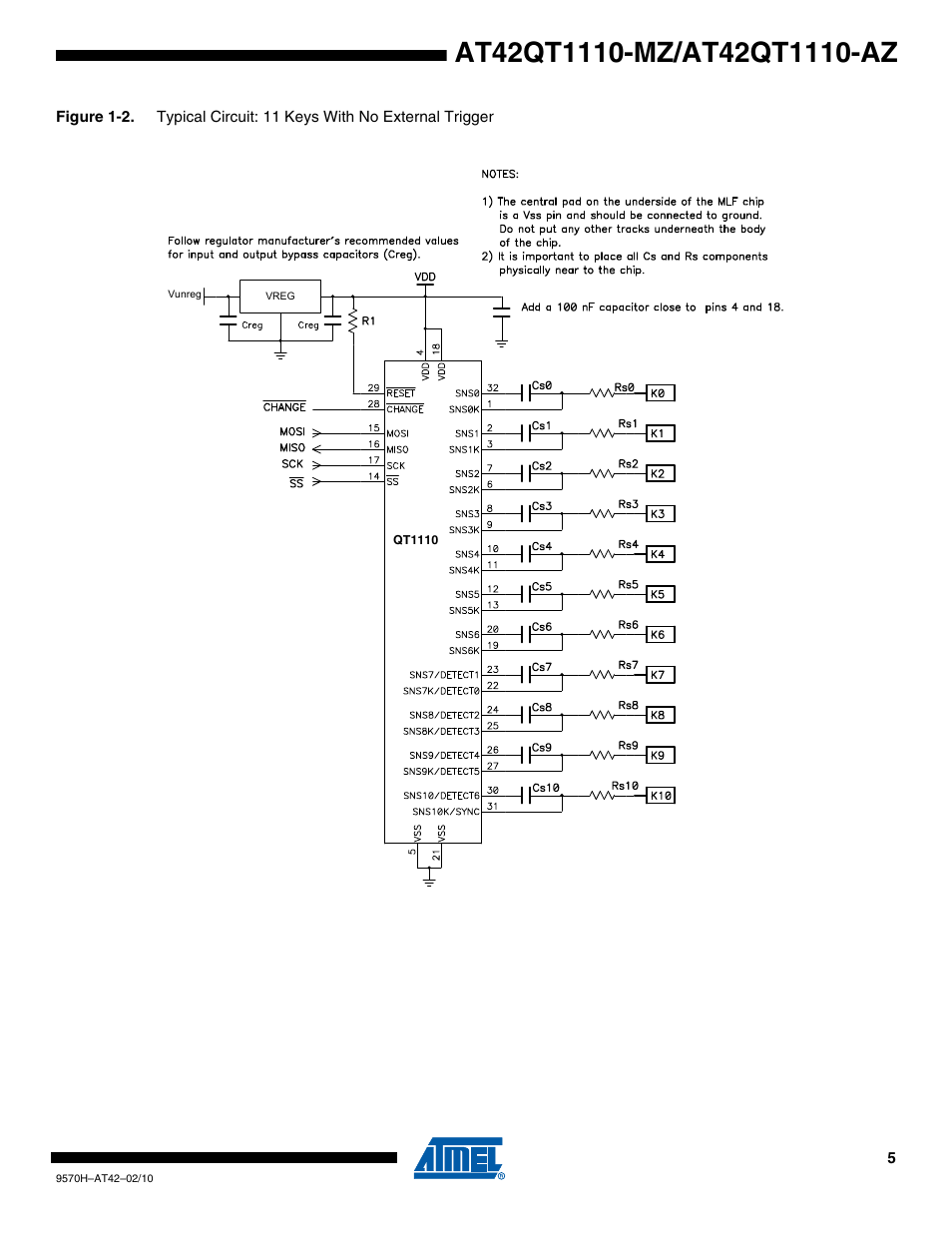Rainbow Electronics AT42QT1110-AZ User Manual | Page 5 / 48