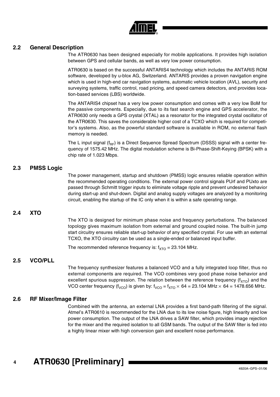 Atr0630 [preliminary | Rainbow Electronics ATR0630 User Manual | Page 4 / 35