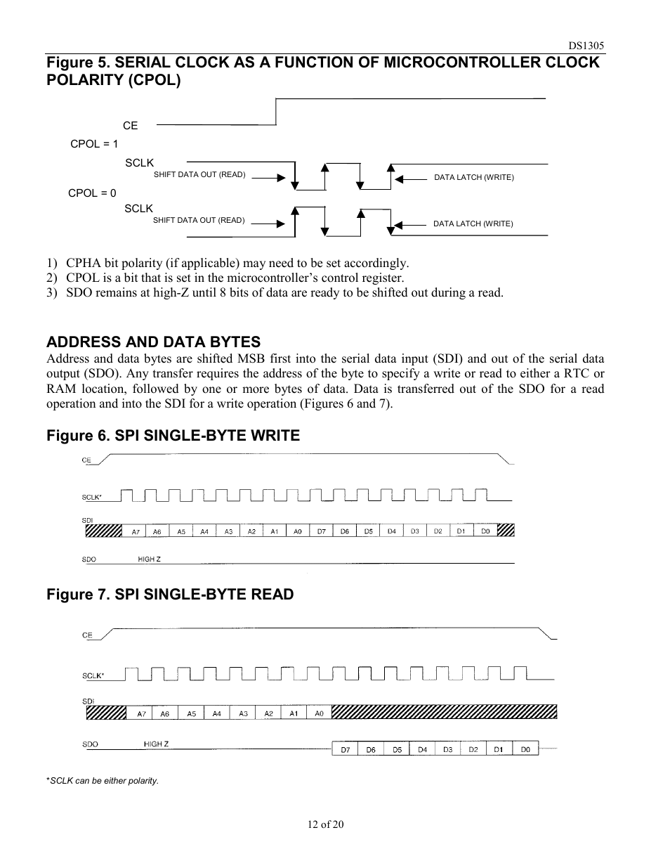 Address and data bytes | Rainbow Electronics DS1305 User Manual | Page 12 / 20