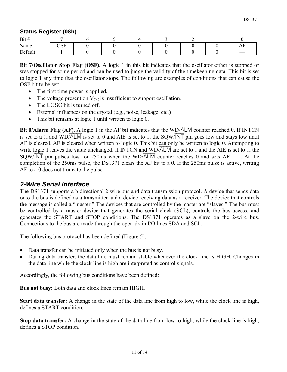 Wire serial interface | Rainbow Electronics DS1371 User Manual | Page 11 / 14