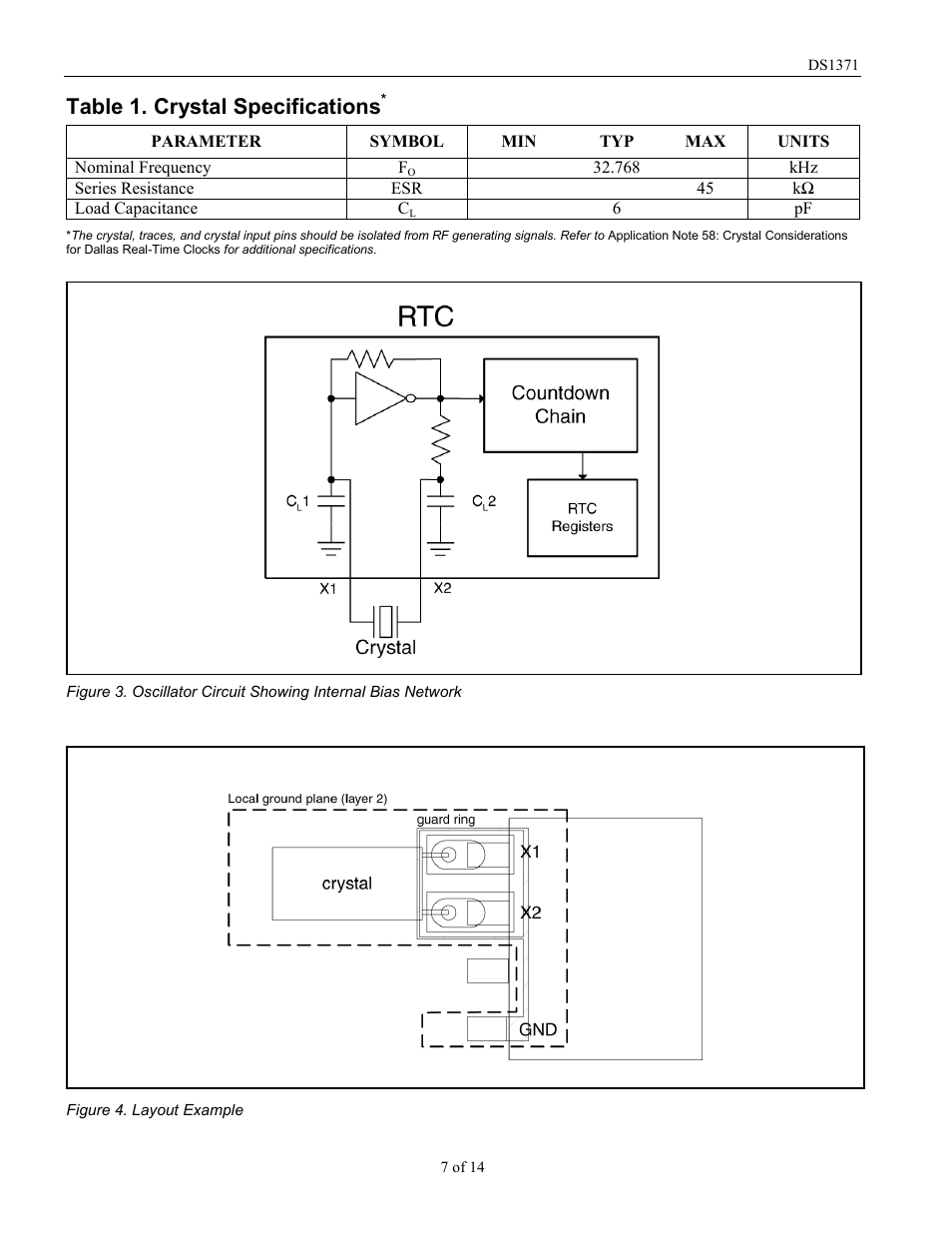 Table 1. crystal specifications | Rainbow Electronics DS1371 User Manual | Page 7 / 14