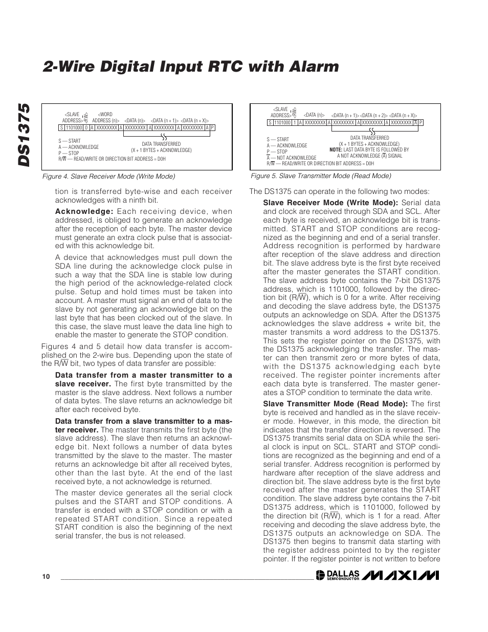 Ds1375, Wire digital input rtc with alarm | Rainbow Electronics DS1375 User Manual | Page 10 / 11