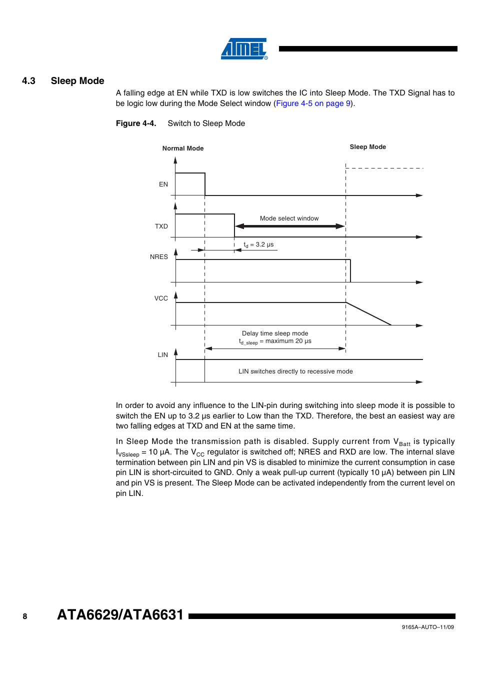 3 sleep mode | Rainbow Electronics ATA6631 User Manual | Page 8 / 25