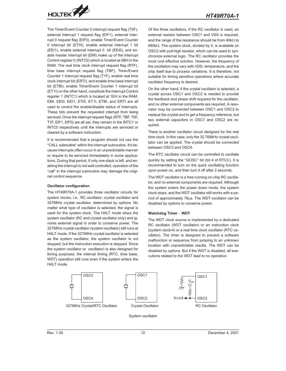 Rainbow Electronics HT49R70A-1 User Manual | Page 12 / 41