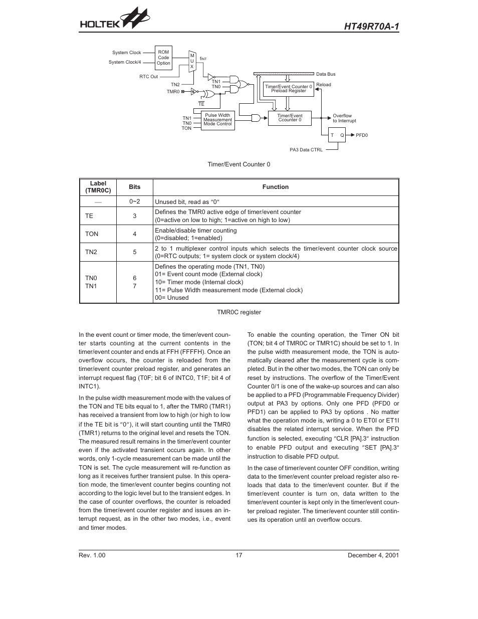 Rainbow Electronics HT49R70A-1 User Manual | Page 17 / 41