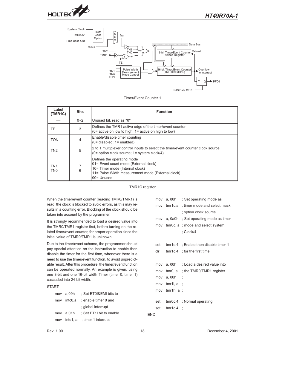 Rainbow Electronics HT49R70A-1 User Manual | Page 18 / 41