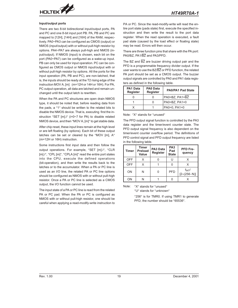 Rainbow Electronics HT49R70A-1 User Manual | Page 19 / 41