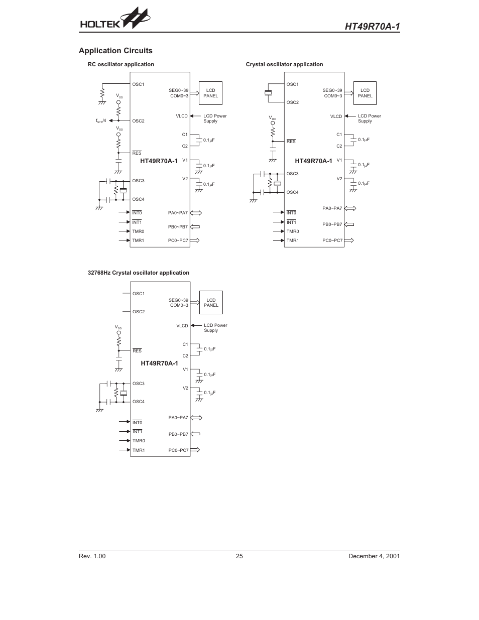 Application circuits | Rainbow Electronics HT49R70A-1 User Manual | Page 25 / 41
