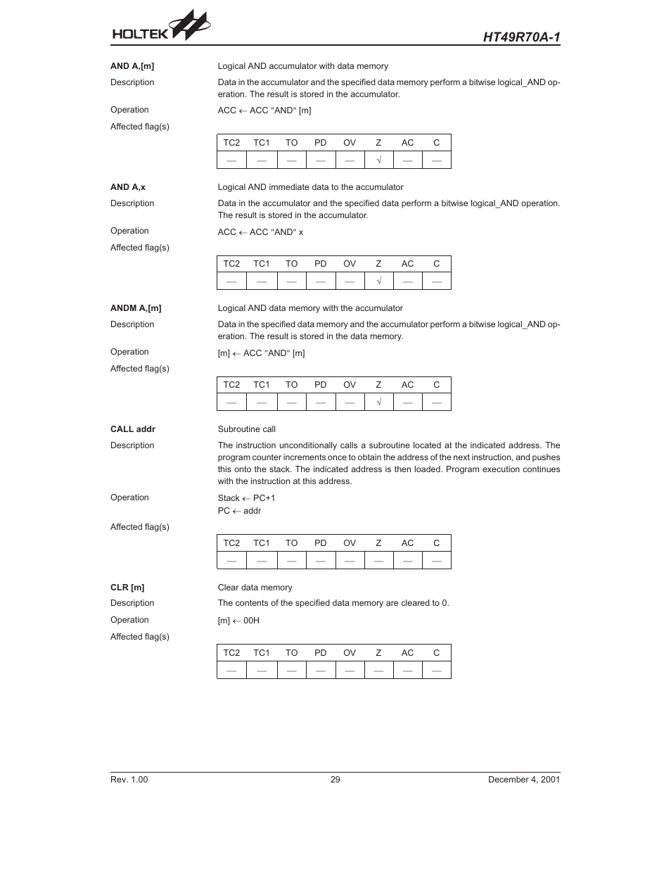 Rainbow Electronics HT49R70A-1 User Manual | Page 29 / 41