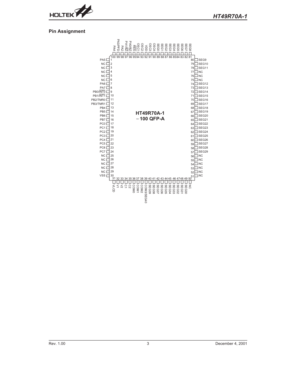 Pin assignment | Rainbow Electronics HT49R70A-1 User Manual | Page 3 / 41