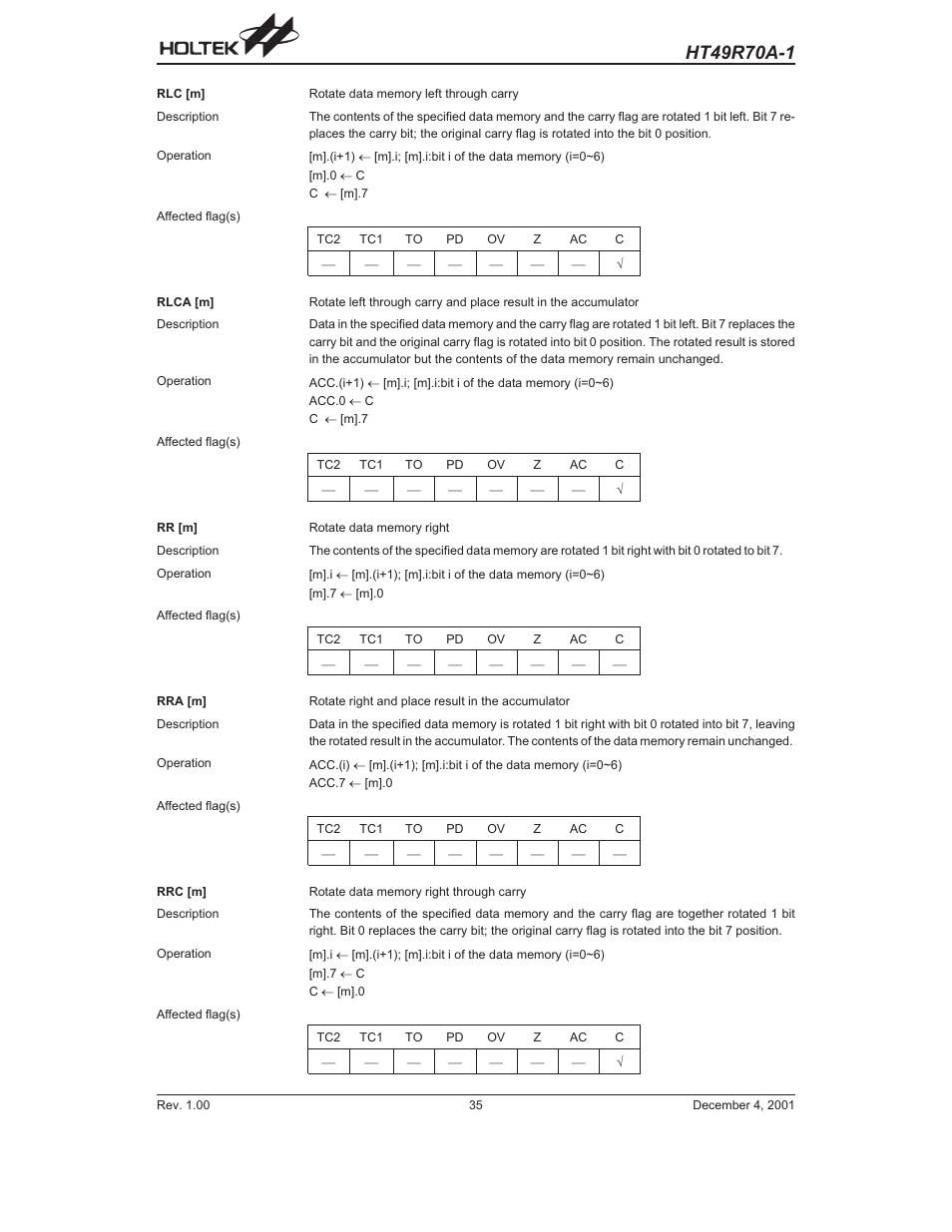 Rainbow Electronics HT49R70A-1 User Manual | Page 35 / 41