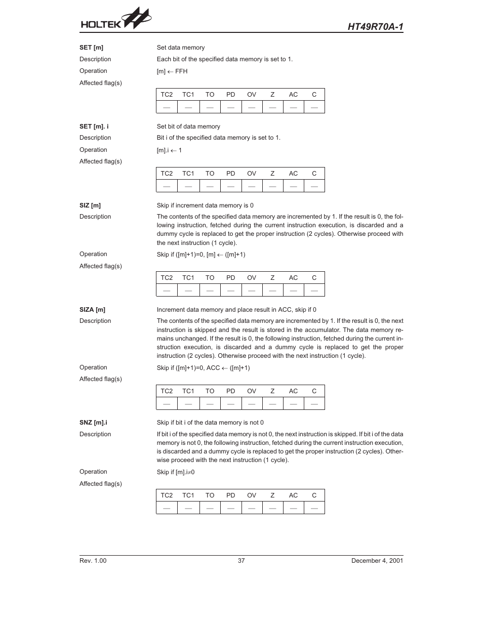 Rainbow Electronics HT49R70A-1 User Manual | Page 37 / 41