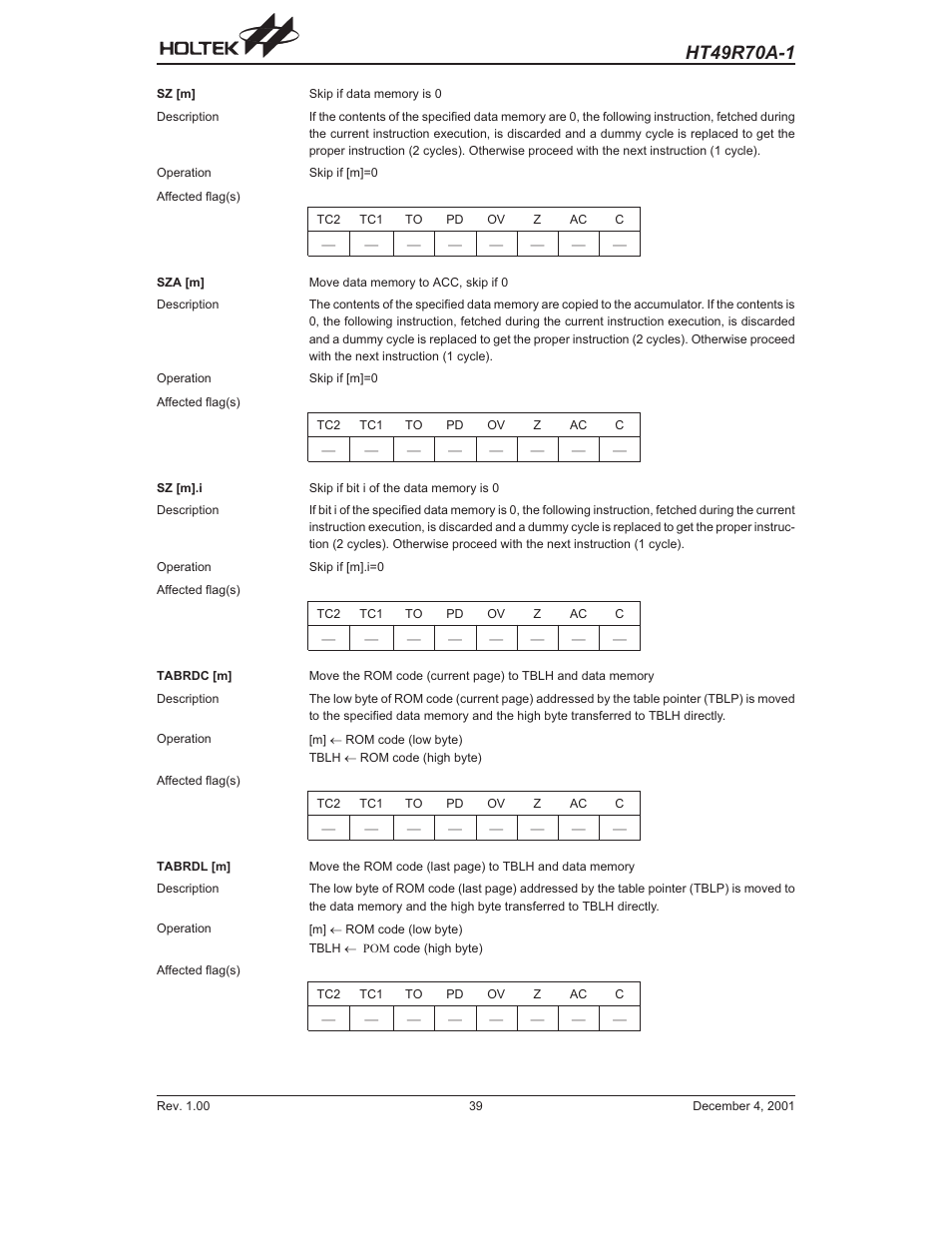 Rainbow Electronics HT49R70A-1 User Manual | Page 39 / 41