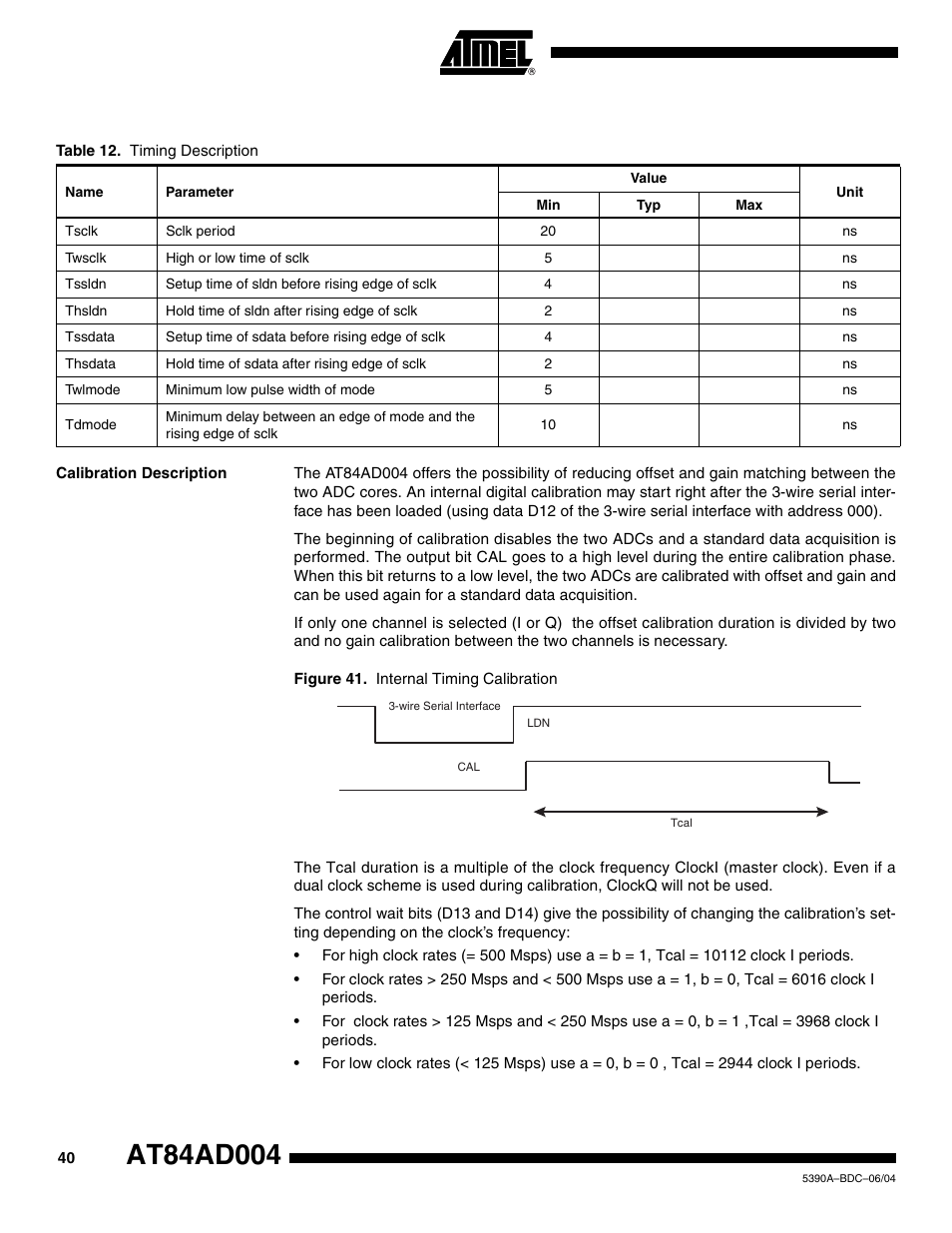 Calibration description | Rainbow Electronics AT84AD004 User Manual | Page 40 / 58