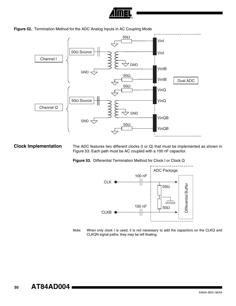 Clock implementation | Rainbow Electronics AT84AD004 User Manual | Page 50 / 58
