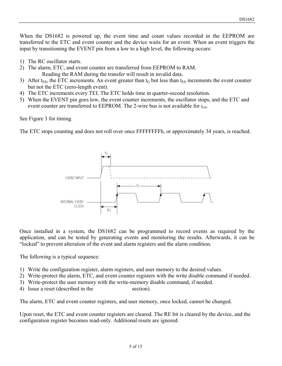 Event logging, Figure 3. event input timing, Device setup | Rainbow Electronics DS1682 User Manual | Page 5 / 15