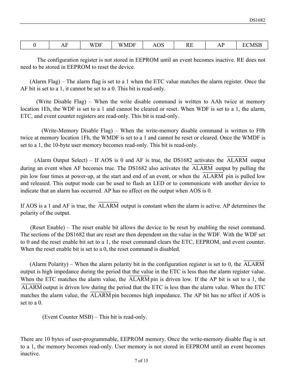 Configuration register | Rainbow Electronics DS1682 User Manual | Page 7 / 15