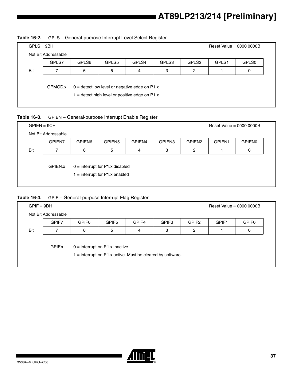 Rainbow Electronics AT89LP214 User Manual | Page 37 / 90