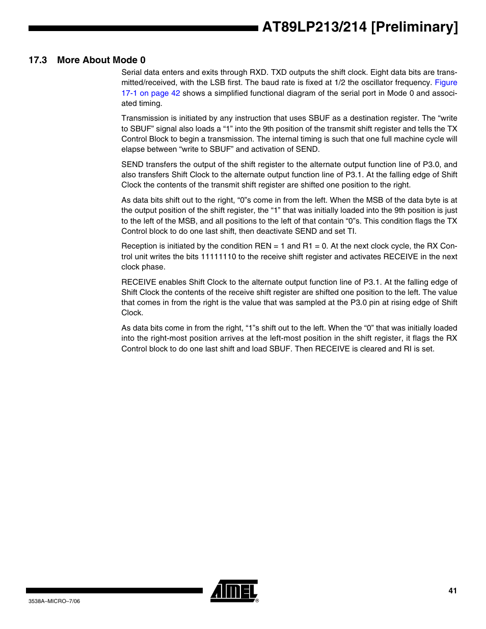 3 more about mode 0 | Rainbow Electronics AT89LP214 User Manual | Page 41 / 90