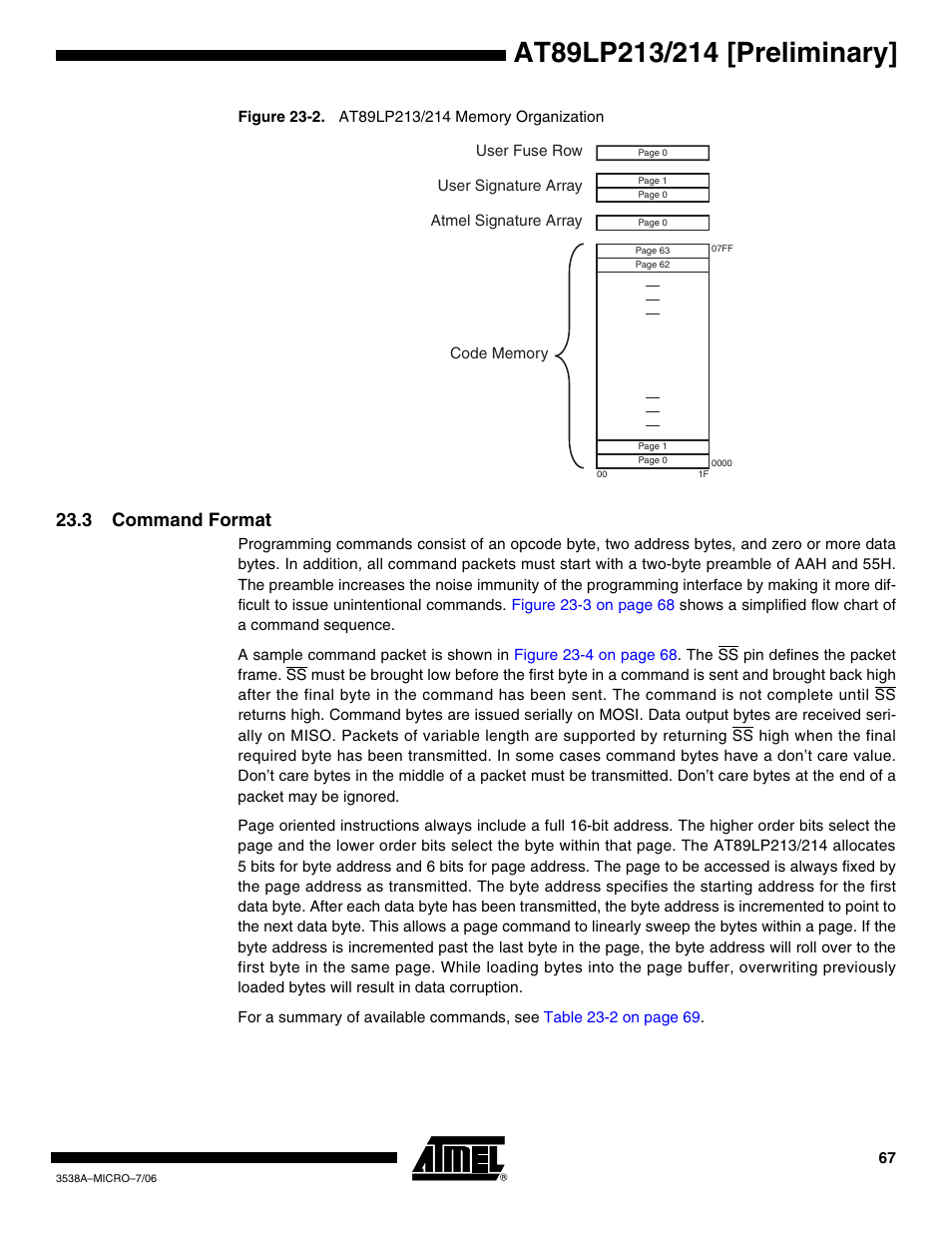 3 command format | Rainbow Electronics AT89LP214 User Manual | Page 67 / 90