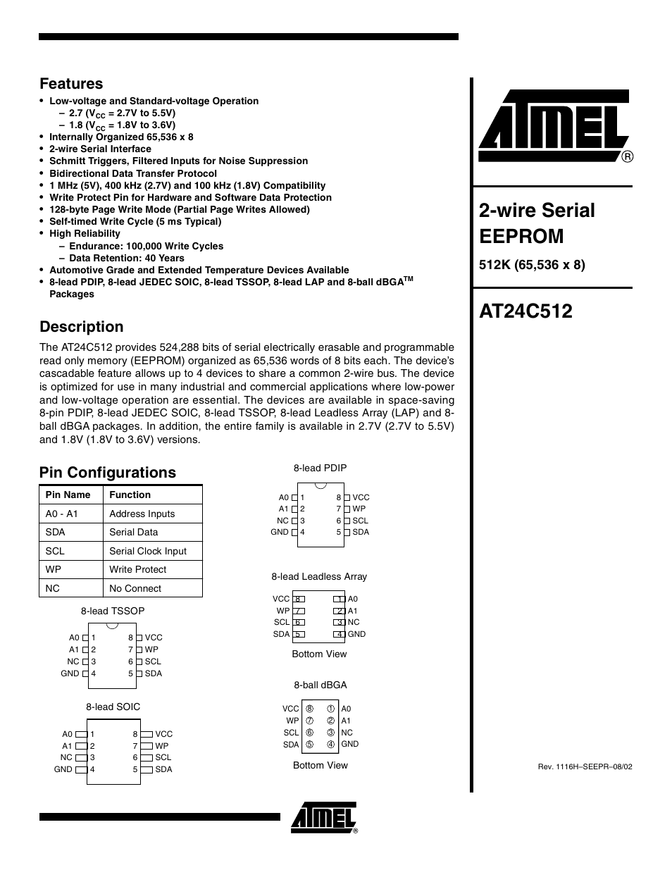 Rainbow Electronics AT24C512 User Manual | 19 pages