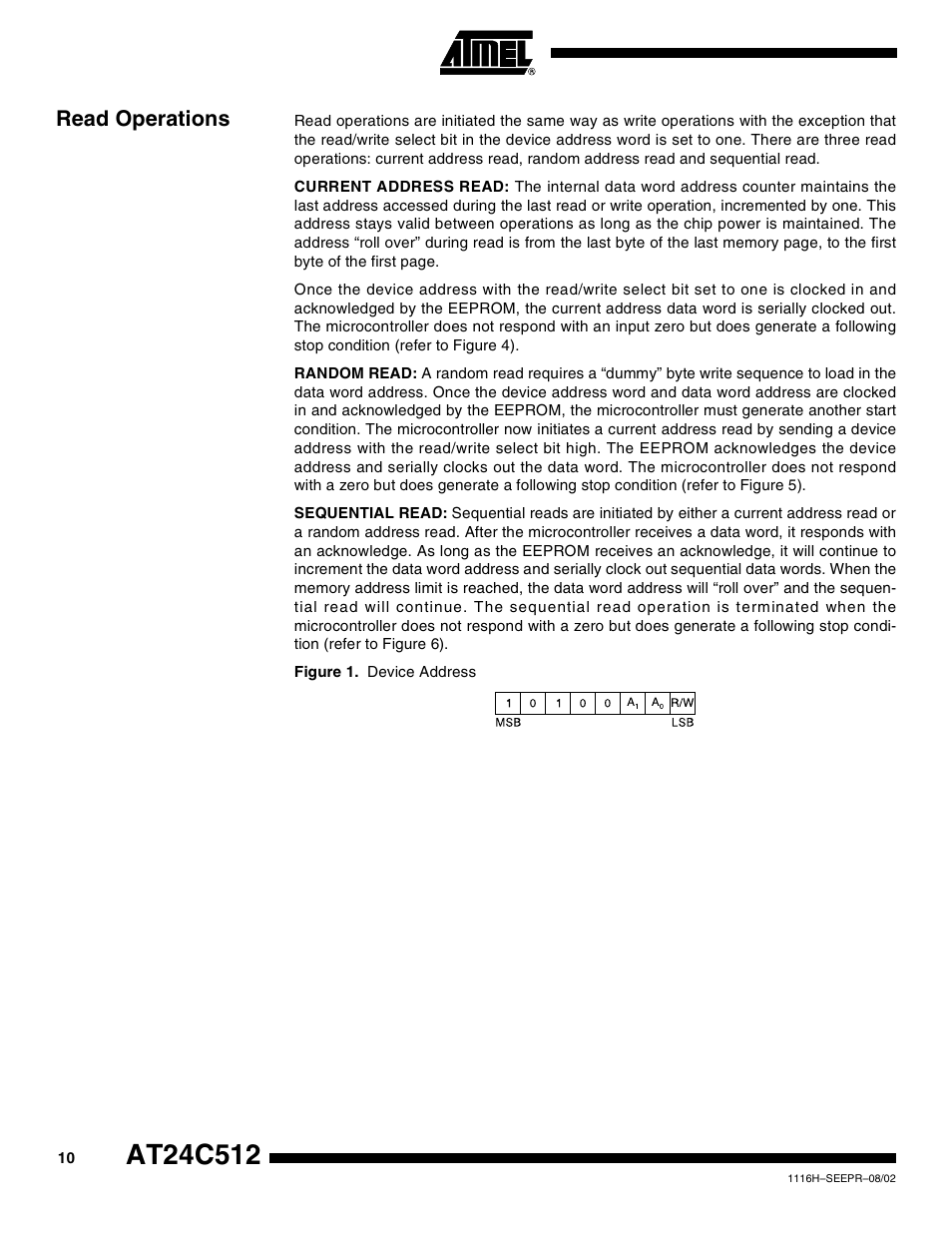 Read operations | Rainbow Electronics AT24C512 User Manual | Page 10 / 19