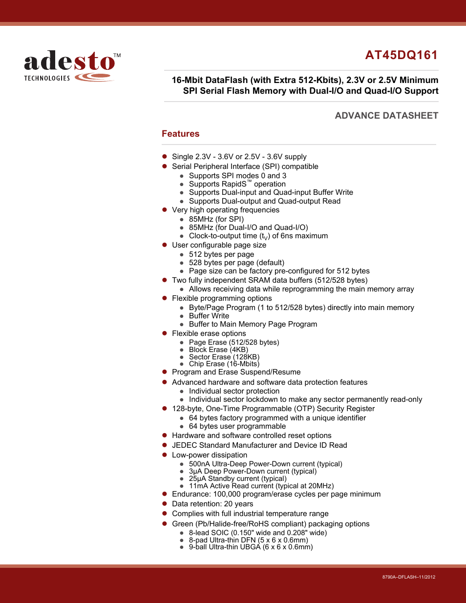 Rainbow Electronics AT45DQ161 User Manual | 81 pages